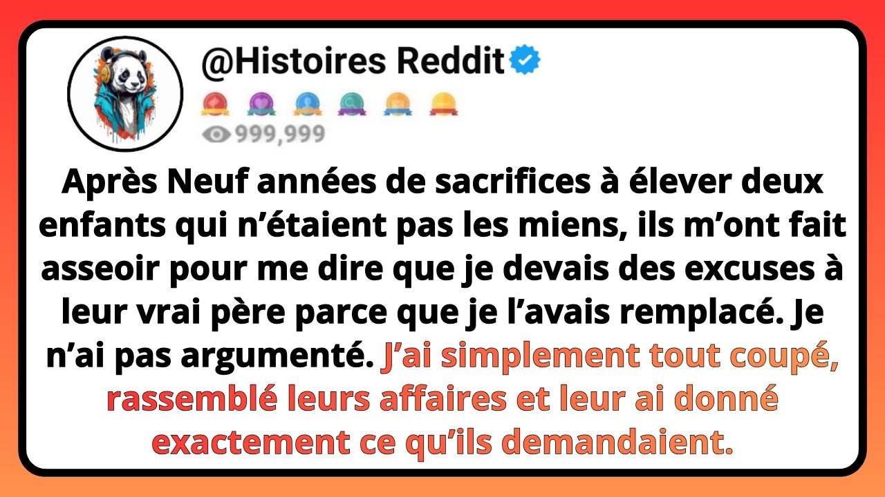 Le soir où ils m’ont demandé de m’excuser, j’ai entendu mon propre fils — celui que j’avais nourri, logé, entraîné pendant neuf ans — dire : « Tu as profité de nous. » Ma femme restait muette à...