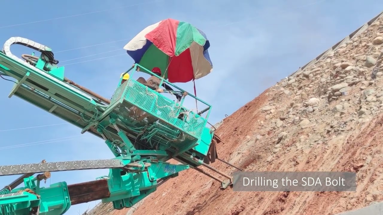 Stabilize the high slope by self drilling rock bolt, so fast! YouTube