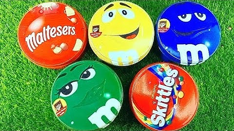 Satisfying video | unpacking 5 box Rainbow m& m,s vs maltesers containers with color candy ASMR