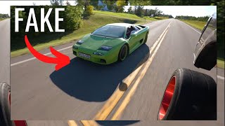 Fake lambo goes to a car meet