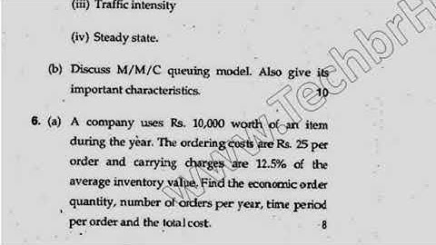 MSc Mathematics 2nd Sem Research Operation Techniques Question Paper