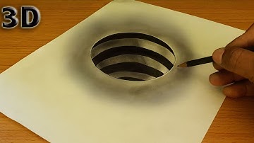 3D Trick Art on paper.draw easy 3D circular hole.very simple trick