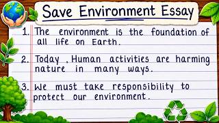 Easiest Save Environment Essay for School Students | Essay on Save Environment in English writing
