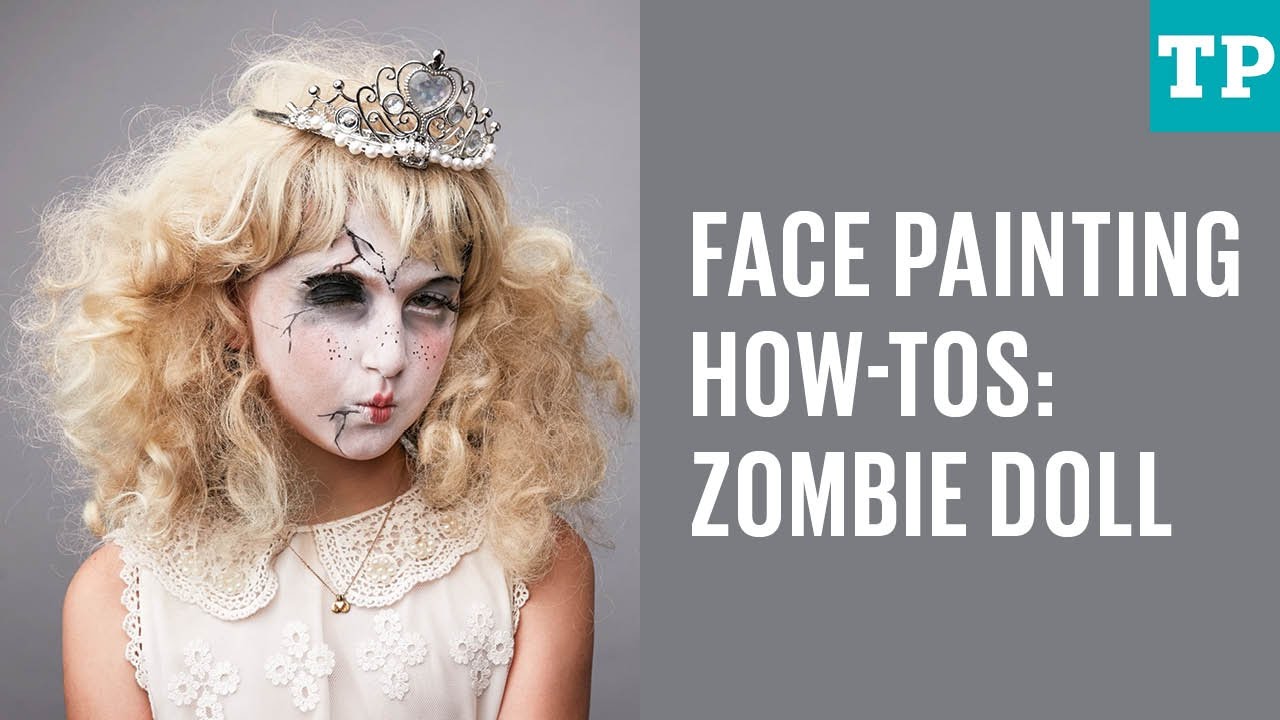Halloween face painting for kids: Zombie doll - YouTube