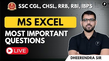 MS Excel | Important Questions | SSC CGL , Bank Exams & CHSL by Dheerendra Sir