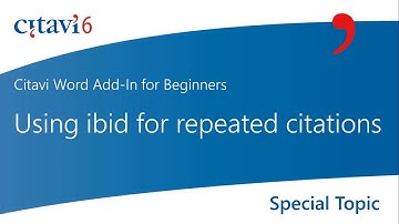 Citavi 6 Word Add-In: Using ibid for repeated citations (2.9)