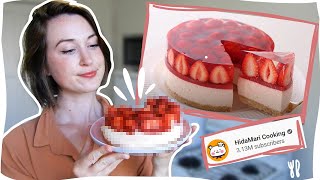 I made that STRAWBERRY CHEESECAKE by HidaMari Cooking \/\/ RECIPE REVIEW \/\/