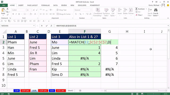 Excel Magic Trick 1120: Is Item in All Three Lists?