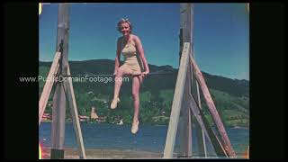 Adolf Hitler Female Companion Eva Braun Doing Gymnastics -  color archival stock footage