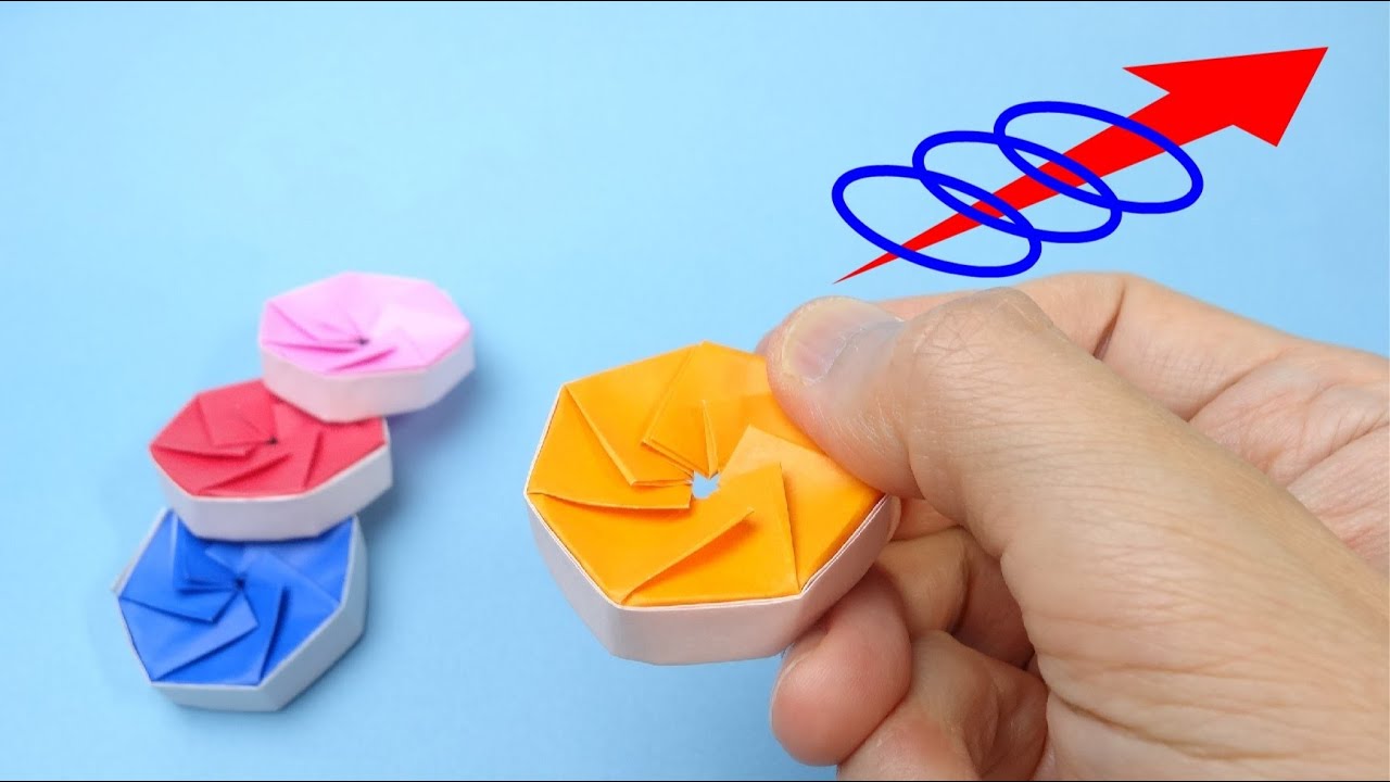 折り紙おもちゃ「ミニミニフリスビー」Origami Toy 