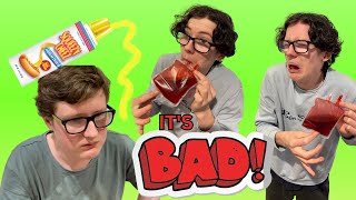 BRAYDEN DRINKS BLOOD | SQUEEZY CHEESE MAKES MATT VOMIT  ONE COLOUR FOOD CHALLENGE