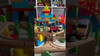When hape and ikea bumped each other  #ikeatrain #hapetrain #woodentrain #shorts