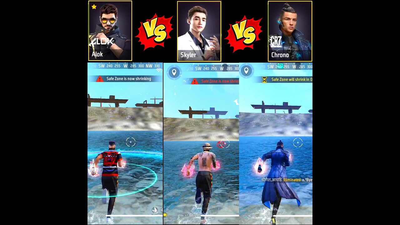 DJ ALOK VS SKYLER VS CHRONO VERSUS 💥 | CHARACTER ABILITY TEST | SPEED ABILITY TEST FF 