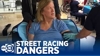 Innocent driver says street racer hit her at 120 mph