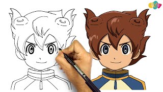 تعليم الرسم || رسم بيان من انمي ابطال الكرة الفرسان || رسم سهل انمي