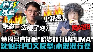 隔空開戰！黃國昌直播嗆「昭姿姐打趴PUMA」沈伯洋PO文反擊「問A答B」：小混混行徑【CNEWS】@KC-Huang