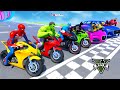 GTA V SPIDER-MAN 2, RACING Motorcycles Challenge on Epic Stunt Rampa With Superheroes RACE - GTA 5