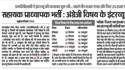 MPPSC assistant professor interview update today|MPPSC assistant professor result update today mppsc