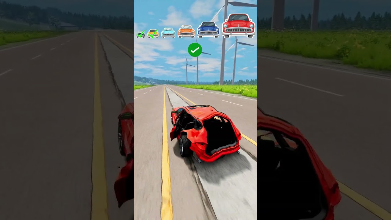 Большие и маленькие машины против гигантского спиннера — BeamNG.drive 