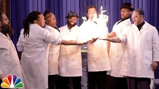 Science Expert Kevin Delaney Lights Jimmy Fallon And The Roots Hands On Fire