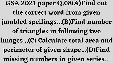 Css gsa 2021 solved paper Q8 |find the number of triangles in the given figure|Jumbled spellings|L20