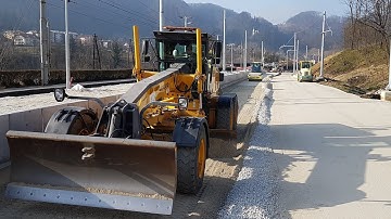 Motor Grader Grading The Railroad -Skilled Operator