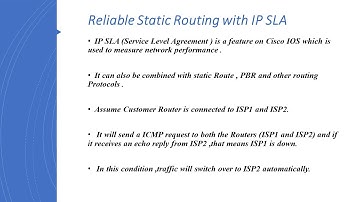 Reliable Static Routing with IP SLA