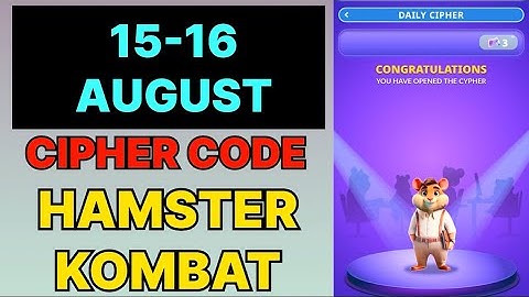 Hamster Kombat Dev Game Daily Cipher 15 & 16 August | Hamster Kombat Daily Cipher Code 15 August 