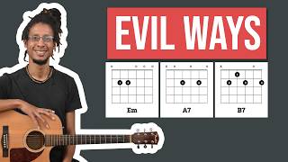 Evil Ways - 3 Chord Beginner Guitar Song Lesson - Santana