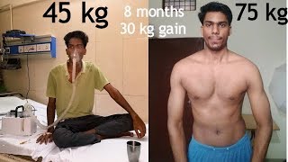 Skinny to fit journey 45 kg to 75 kg in 8 months | My Natural Body  Transformation