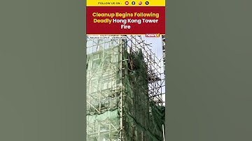 Worker Removes Construction Mesh From Building After Deadly Hong Kong Tower Fire | #hongkong #shorts