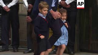 Prince William brings George and Charlotte to meet their baby brother