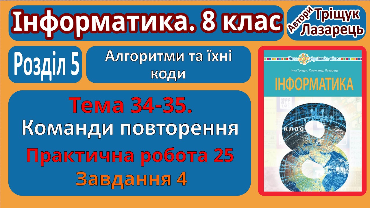 Тема 34-35. Команди повторення. Завдання 4 | 8 клас | Тріщук