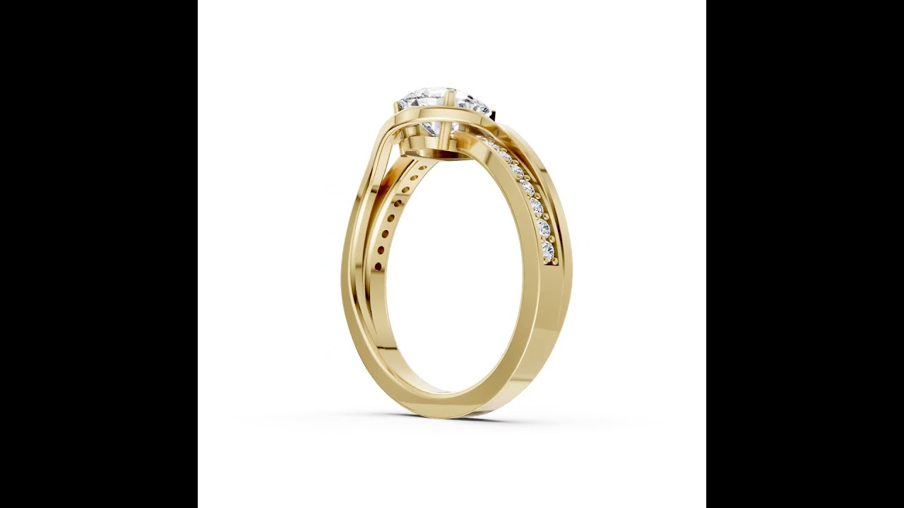 Pear Accented Bypass Lab Diamond Engagement Ring