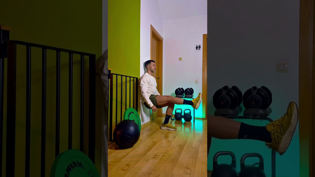 Wall sit isom&eacute;trica. Sentadilla en pared. Infravalorada! Piernas fuertes. #bodyweightworkout