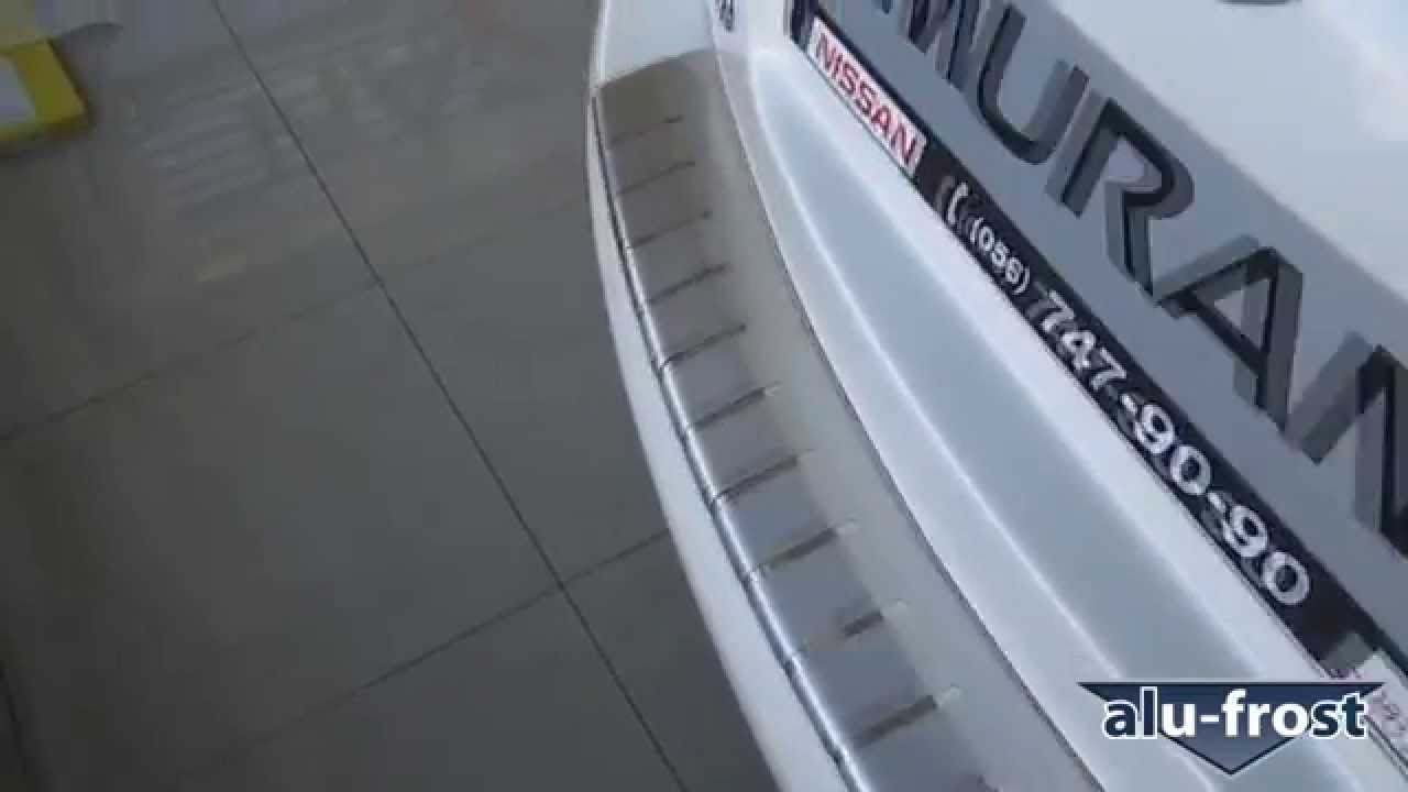 Накладка на бампер с загибом для Nissan Murano II 2008+ (Alu-Frost)