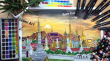 ARCHITECTURAL RENDER | Alcohol markers and Watercolor Tutorial | GRAND PALACE, Thailand
