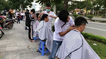 Học Viên Cắt Thực Hành TƯỜNG BARBER TRAINING