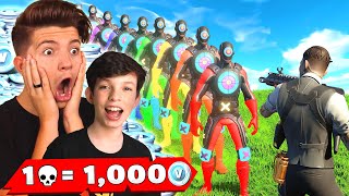 1 Elimination = 1,000 VBucks with My Little Brother! (Fortnite Chapter 2)