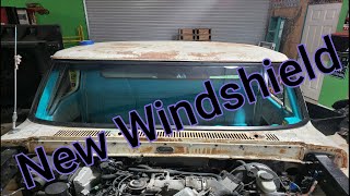 F100 Front Windshield Install With New Glass