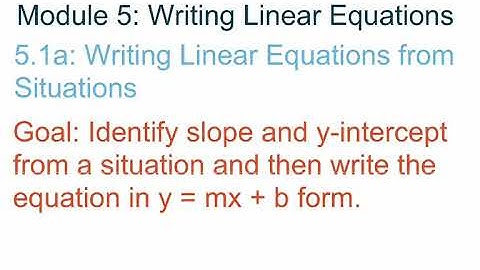 8th Grade Go Math Module 5 Lesson 1a: Writing Equations from Situations (and Graphs)