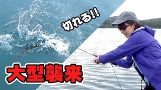 突然の大型襲来にピンチ！？130cmの短竿で挑む。【水中映像】