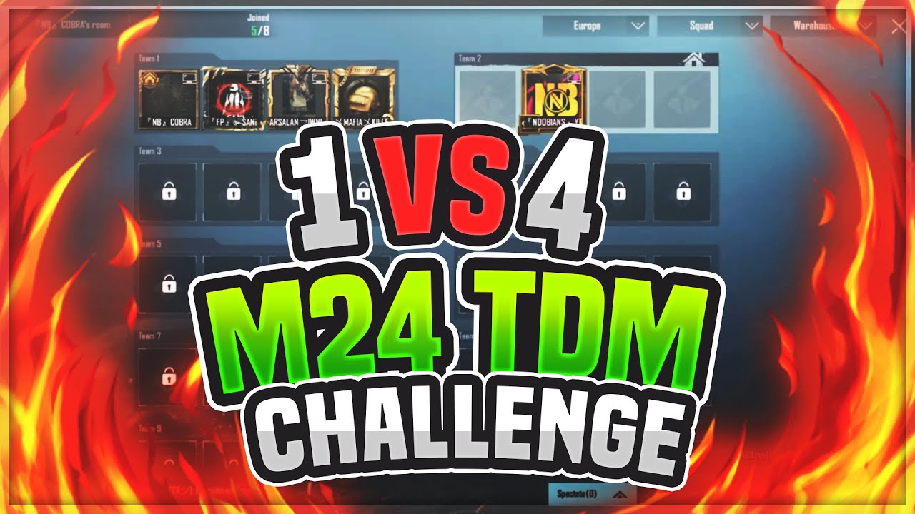 1 VS 4 M24 TDM CHALLENGE WITH MY PRO CLAN MEMBERS | PUBG MOBILE - YouTube
