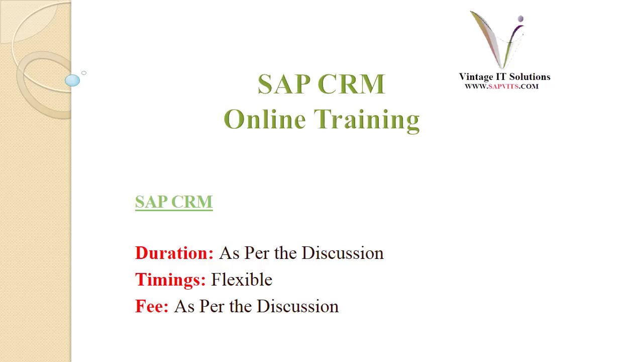SAP CRM Training Material Video
