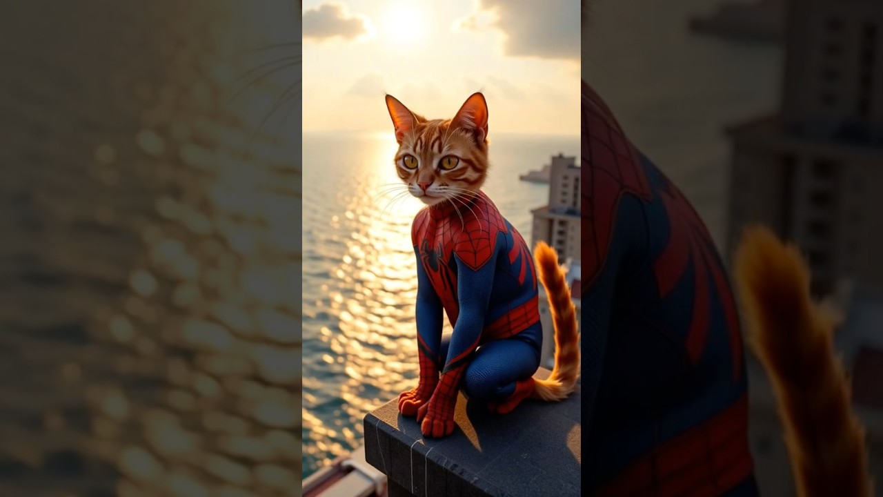 Spider-Cat’s Epic Leap Across the City 