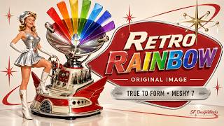 Retro Rainbow — Concept Art to Retro Sci FI 3D Character | Meshy 7