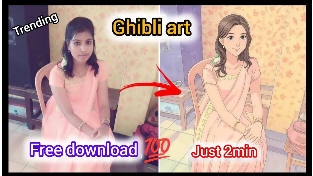 How to create Glibli studio Art🪄Free download👌❤️easy to create 