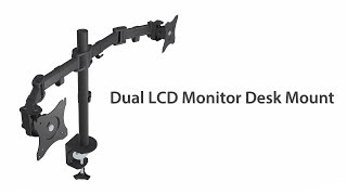 Heavy Duty Dual LCD Monitor Desk Mount Fully Adjustable Fits Two Screens Up to 27 - PrimeCables®