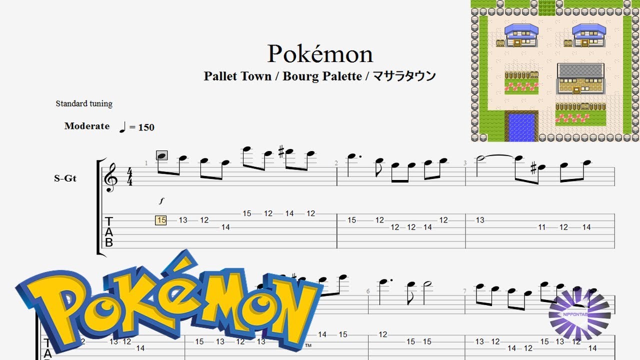 Guitar Pokemon Rby Pallet Town Bourg Palette マサラタウン Music ギターtab譜 Pokemon ポケモン By Nippontab Youtube