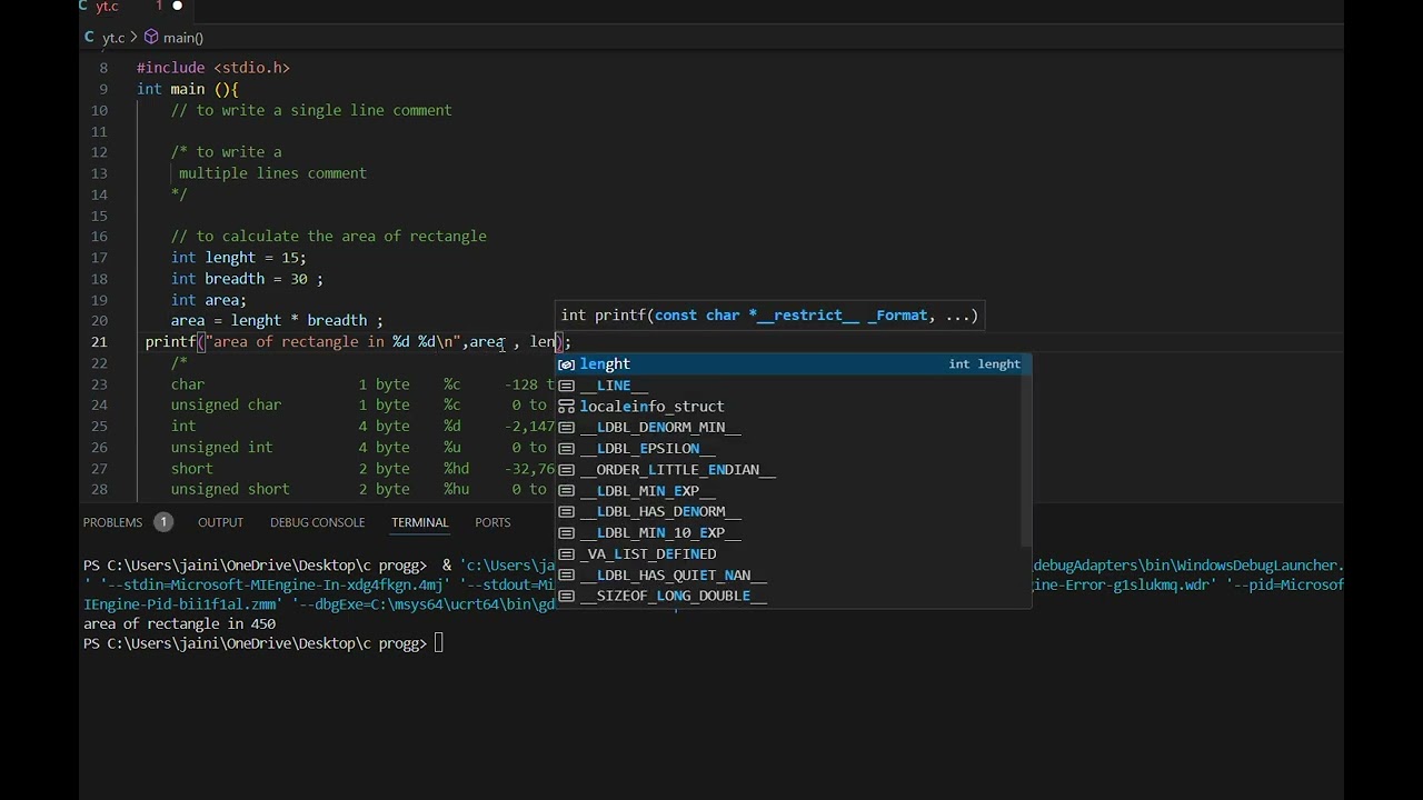 Comments , Variable ,Data types , Format Specifiers